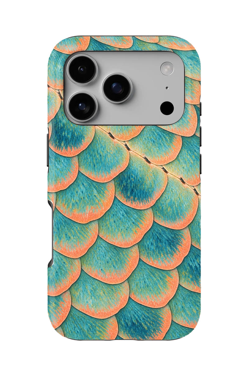 Key Largo Queen Parrotfish tough phone case, back view on white