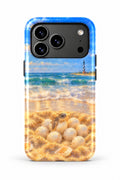 Hatteras Sea Turtle Nest tough phone case, back view on white