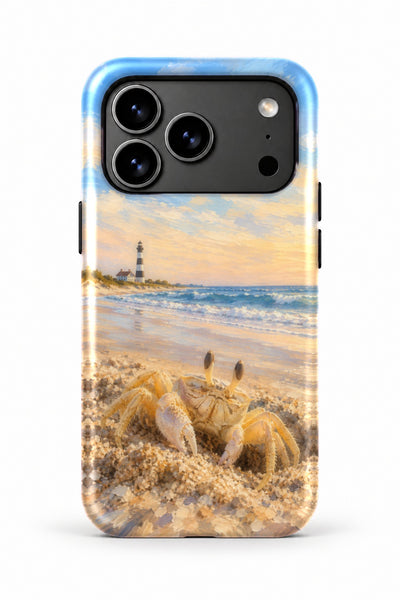 Outer Banks Ghost Crab tough phone case, back view on white