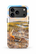 Lowcountry Fiddler Crab tough phone case, back view on white