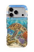 Looe Key Hawksbill tough phone case, back view on white