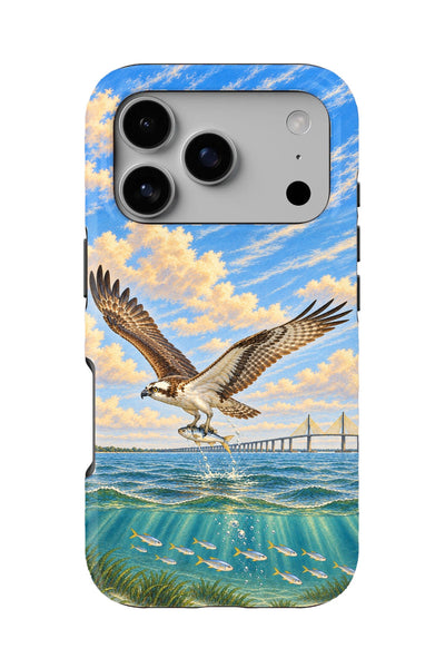 Skyway Osprey Flight tough phone case, back view on white