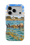 Monterey Sea Otter tough phone case, back view on white
