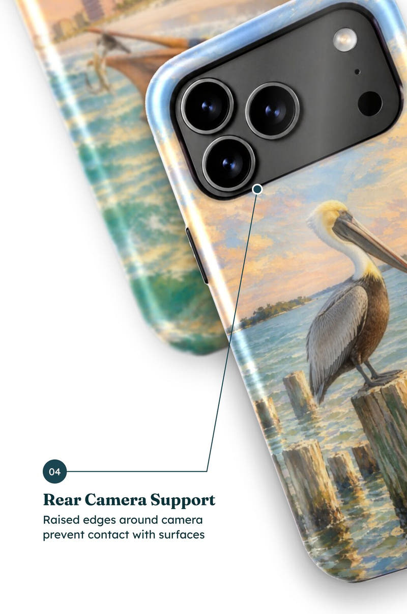 Rear camera support: raised edges around the camera