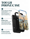 Tough phone case layers: polycarbonate shell, rubber liner, made for many phone models